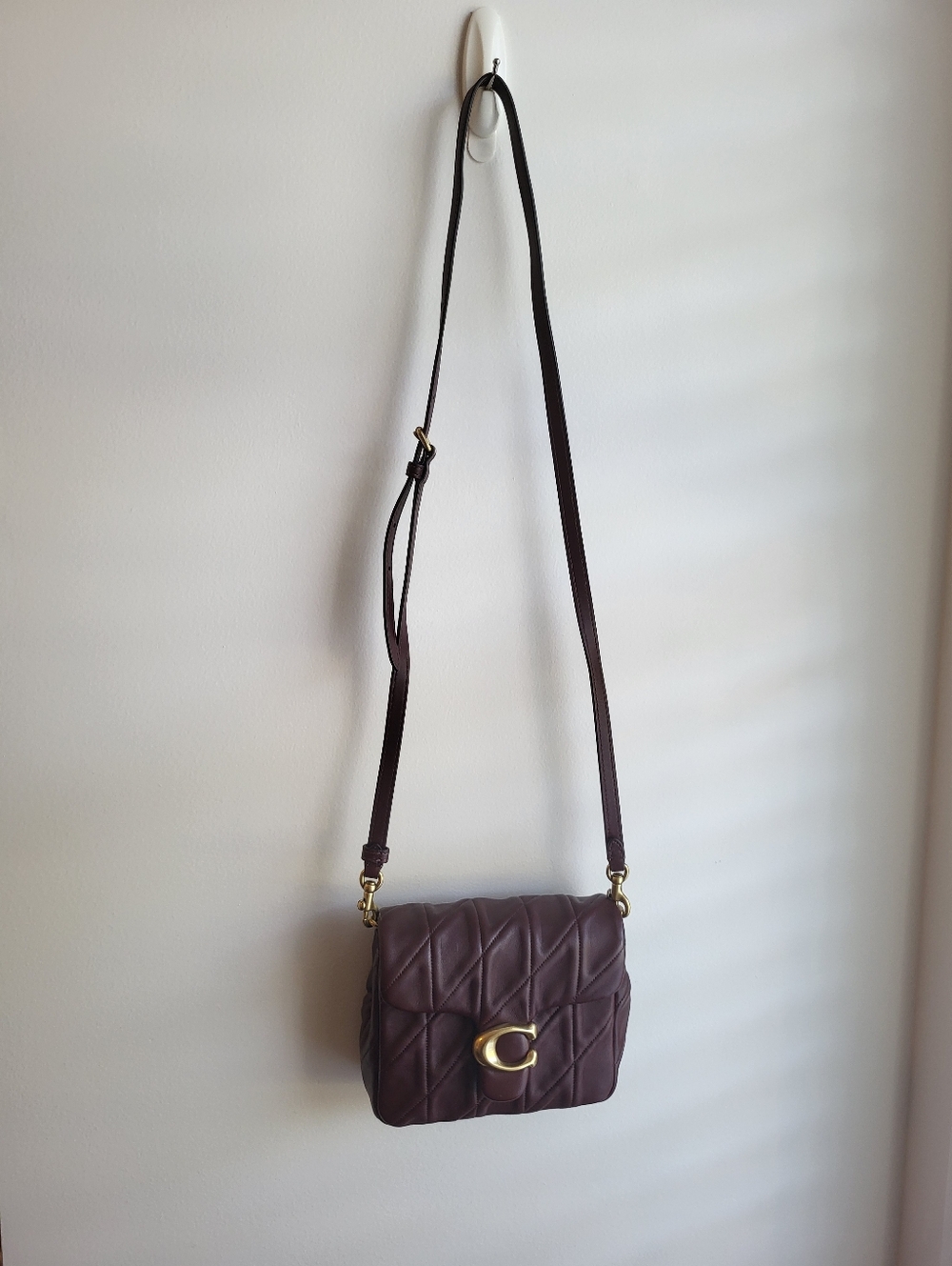 Coach Times Square Tabby 17 Quilted Shoulder Bag in Burgundy with Gold Hardware - Picture 6 of 13